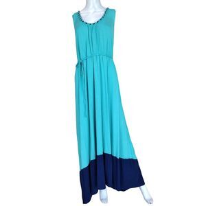 Maternity Liz Dress‎ Women XXL Turquoise Knit High Low Sleeveless Colorblock